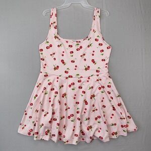 Pink Cherry Print Fit-and-Flare Dress